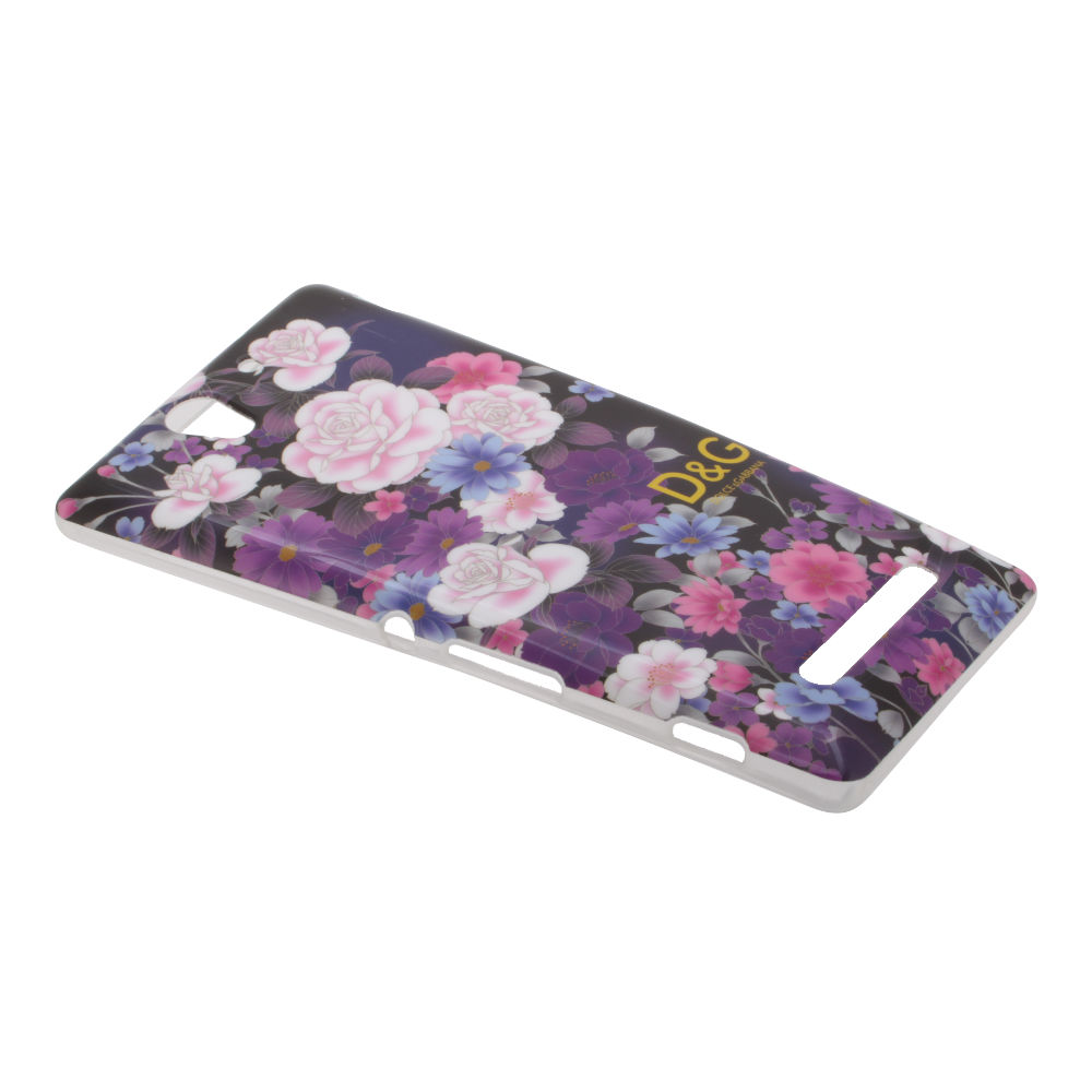 Накладка Sony C3/D2533 силиконовая рисунки Цветы D&G фиолетовые