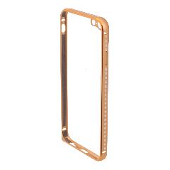 Бампер на iPhone 6/6S металлический со стразами золото