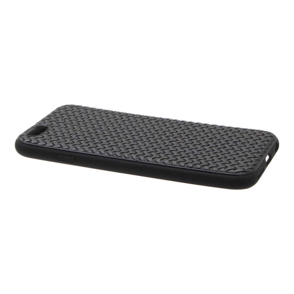 Накладка iPhone 6/6S резиновая плетеная под кожу черная