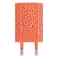 СЗУ с USB выходом iPhone плоская 1,0A COPY леопард оранжевая