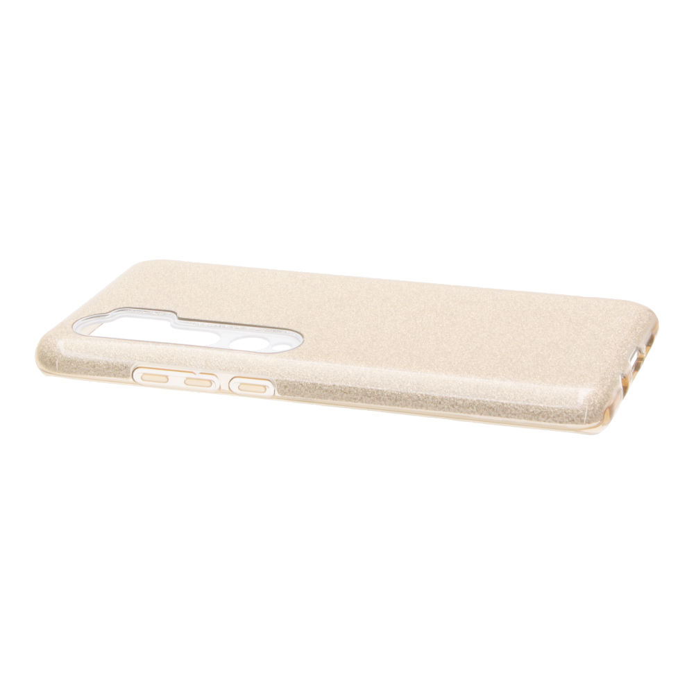 Накладка Xiaomi Mi Note 10/10 Pro силиконовая с пластиковой вставкой блестящая золото