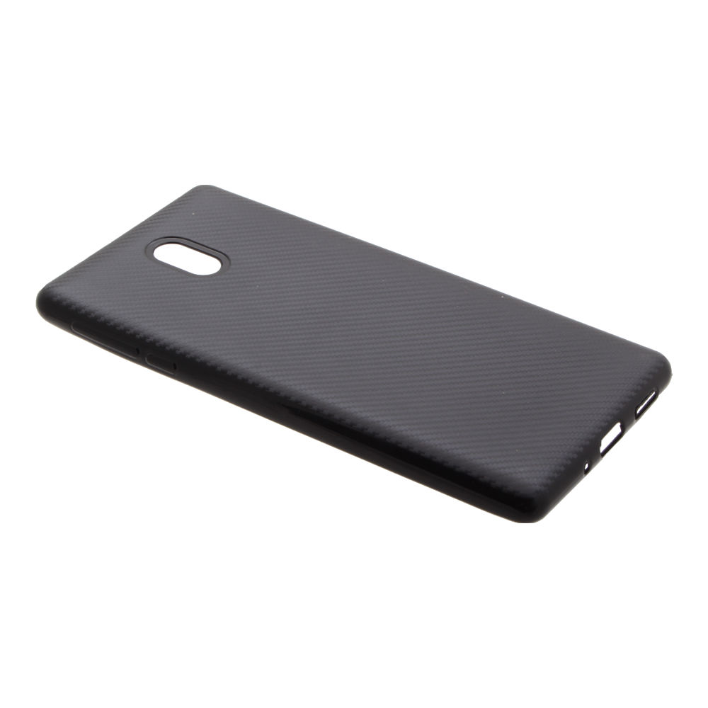 Накладка Nokia 3 резиновая карбон гладкая черная