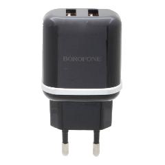 СЗУ с 2 USB 2,4A + кабель Type-C Borofone BA25A черный