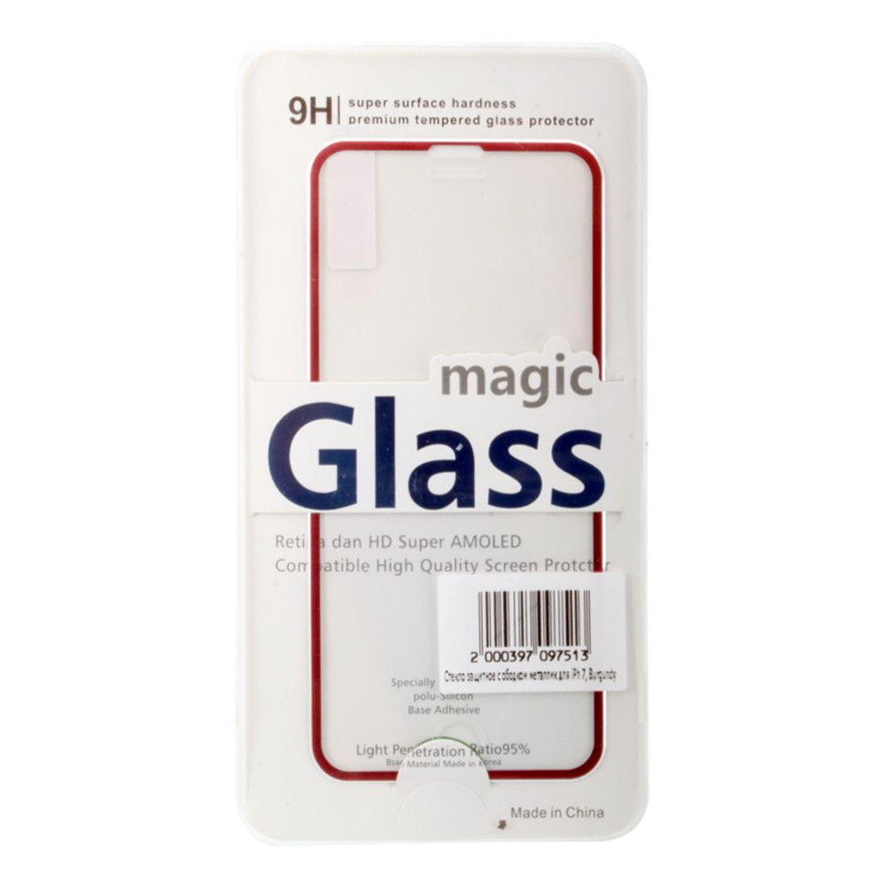 Закаленное стекло iPhone 7/8 с алюминиевой рамкой красное