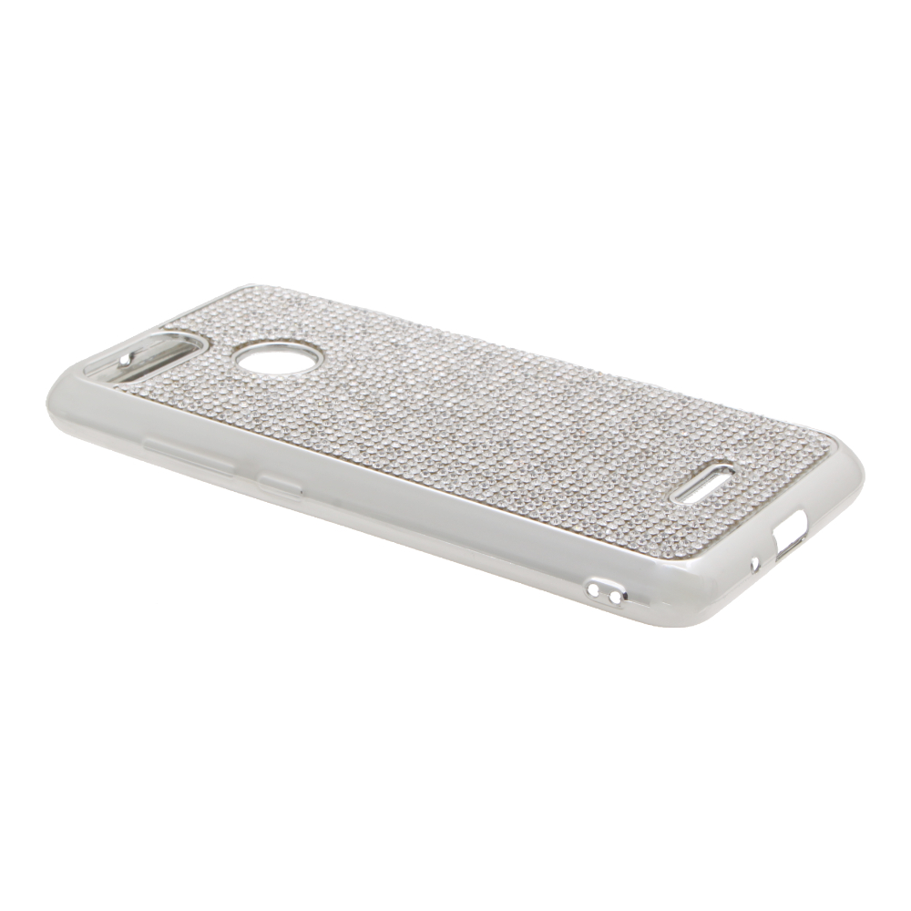 Накладка Xiaomi Redmi 6 силиконовая стразы на всю поверхность серебро