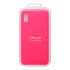 Накладка iPhone X/XS Silicone Case прорезиненная ярко-розовая