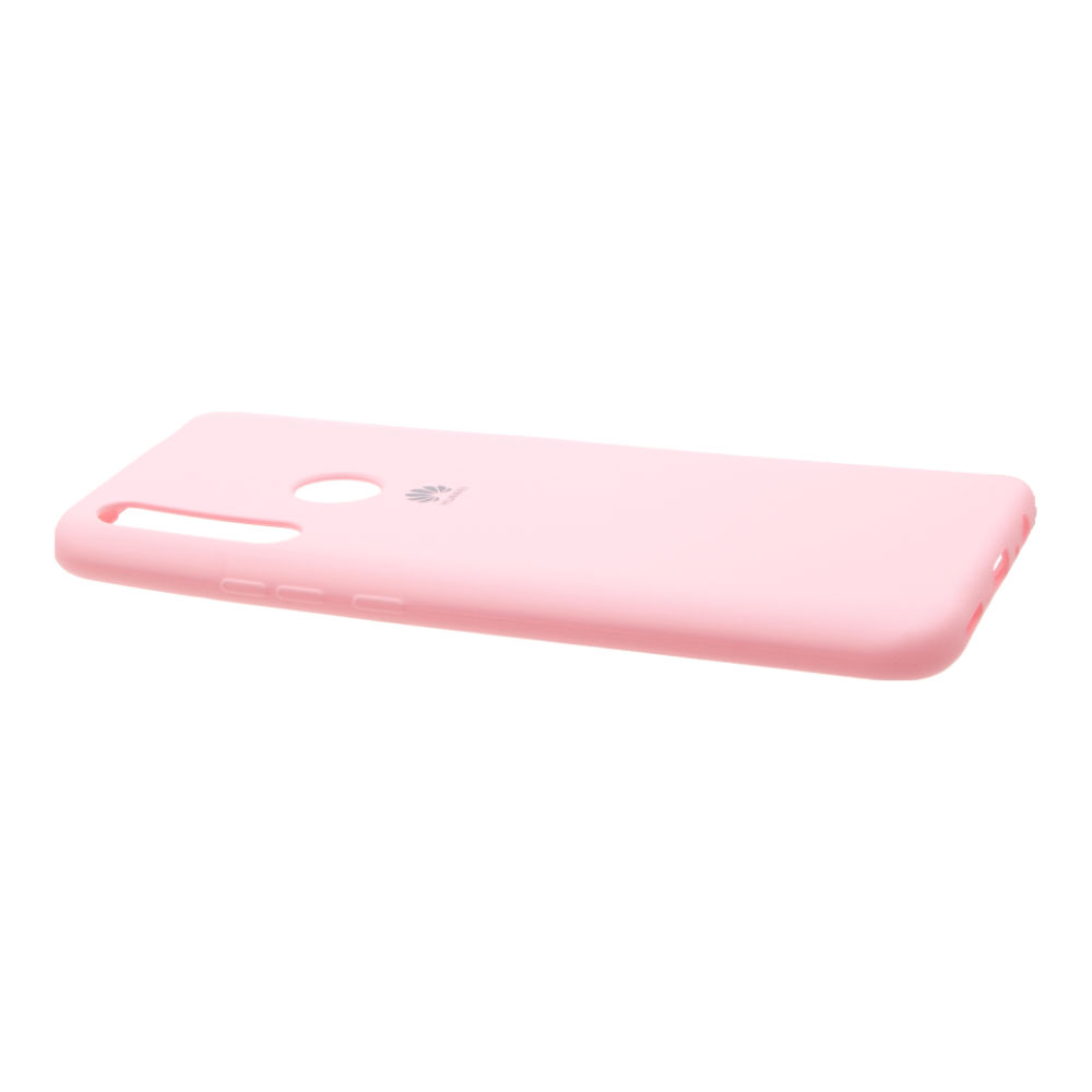 Накладка Huawei P Smart Z резиновая матовая Soft touch с логотипом розовая