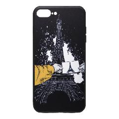 Накладка iPhone 7/8 Plus пластиковая с резиновым бампером Эйфелева башня