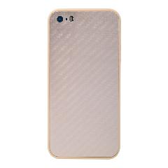 Накладка iPhone 5/5G/5S силиконовая с металлической вставкой карбон золото