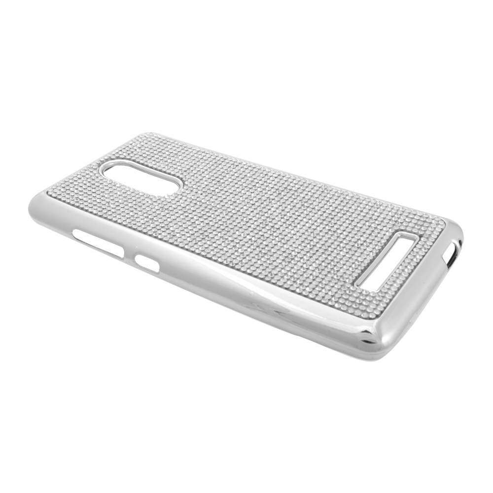 Накладка Xiaomi Redmi Note 3 силиконовая стразы на всю поверхность серебро