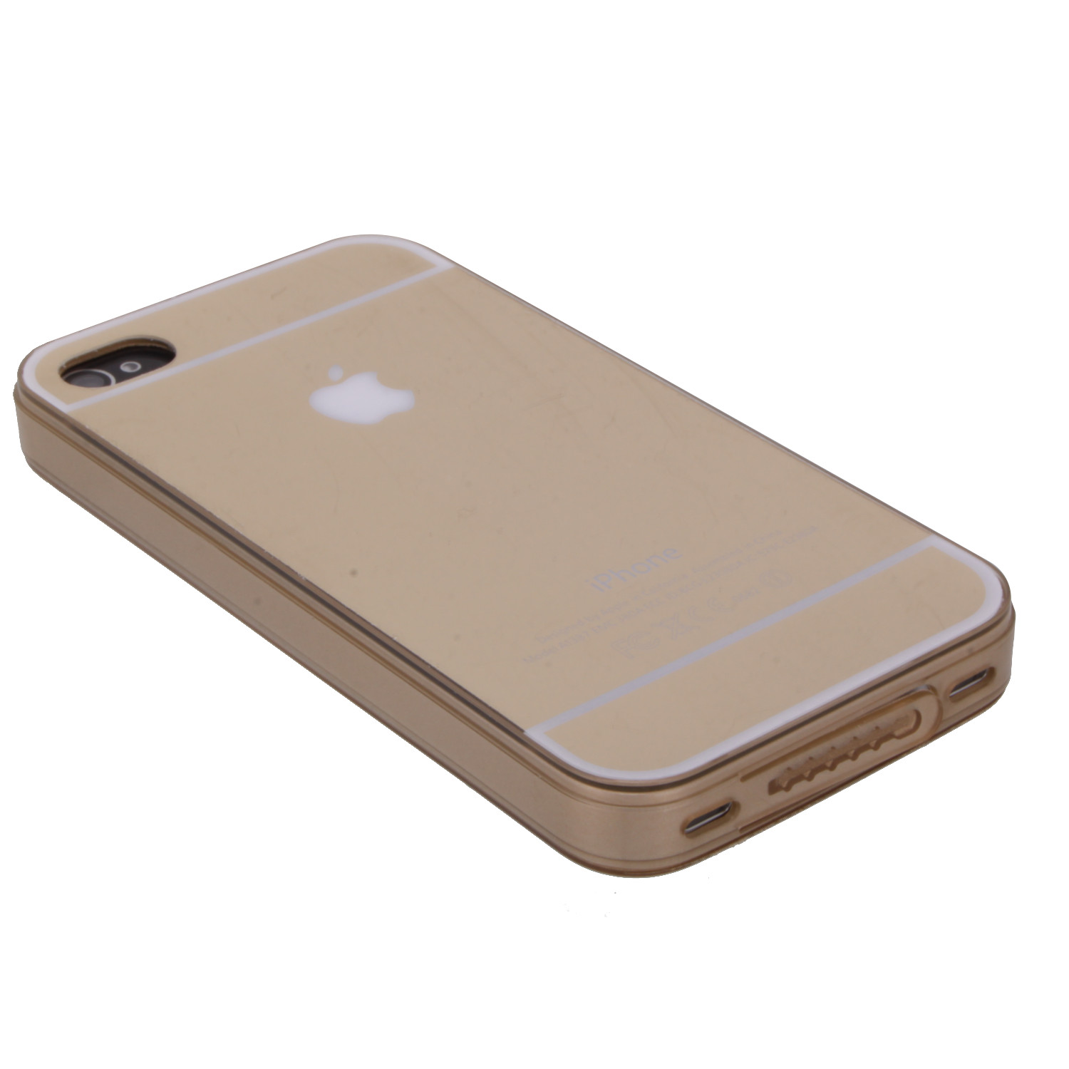 Накладка iPhone 4/4S силиконовая зеркальная золото