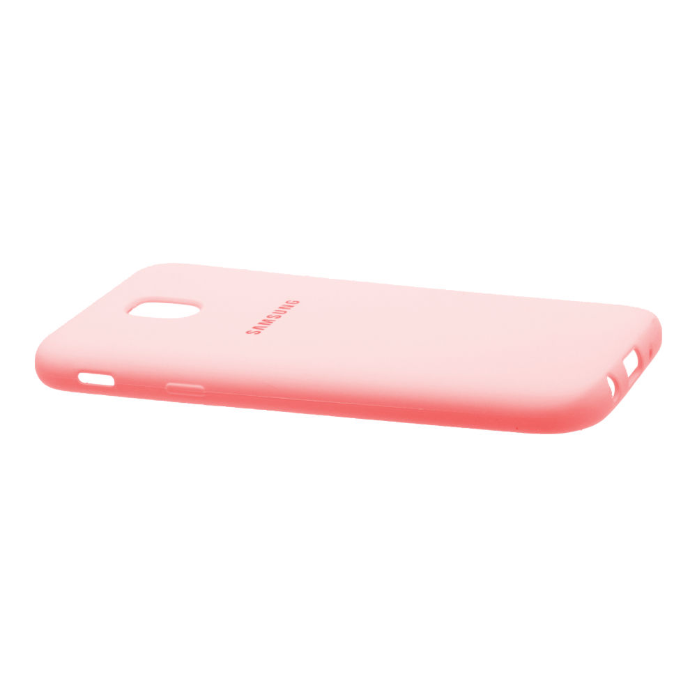 Накладка Samsung J5 2017/J530F резиновая матовая Soft touch с логотипом темно-розовая
