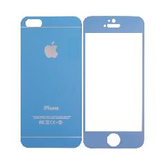 Закаленное стекло iPhone 5/5S/SE двуст зеркальное синее