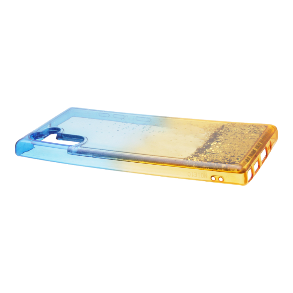 Накладка Samsung Note 10 силиконовая аквариум Омбре желто-голубая
