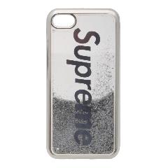 Накладка iPhone 7/8 силиконовая с переливающейся жидкостью с хром бампером Supreme серебро