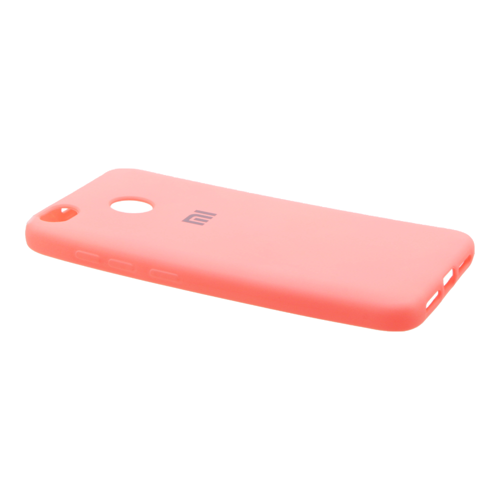 Накладка Xiaomi Redmi 4X резиновая матовая Soft touch с логотипом персиково-розовая