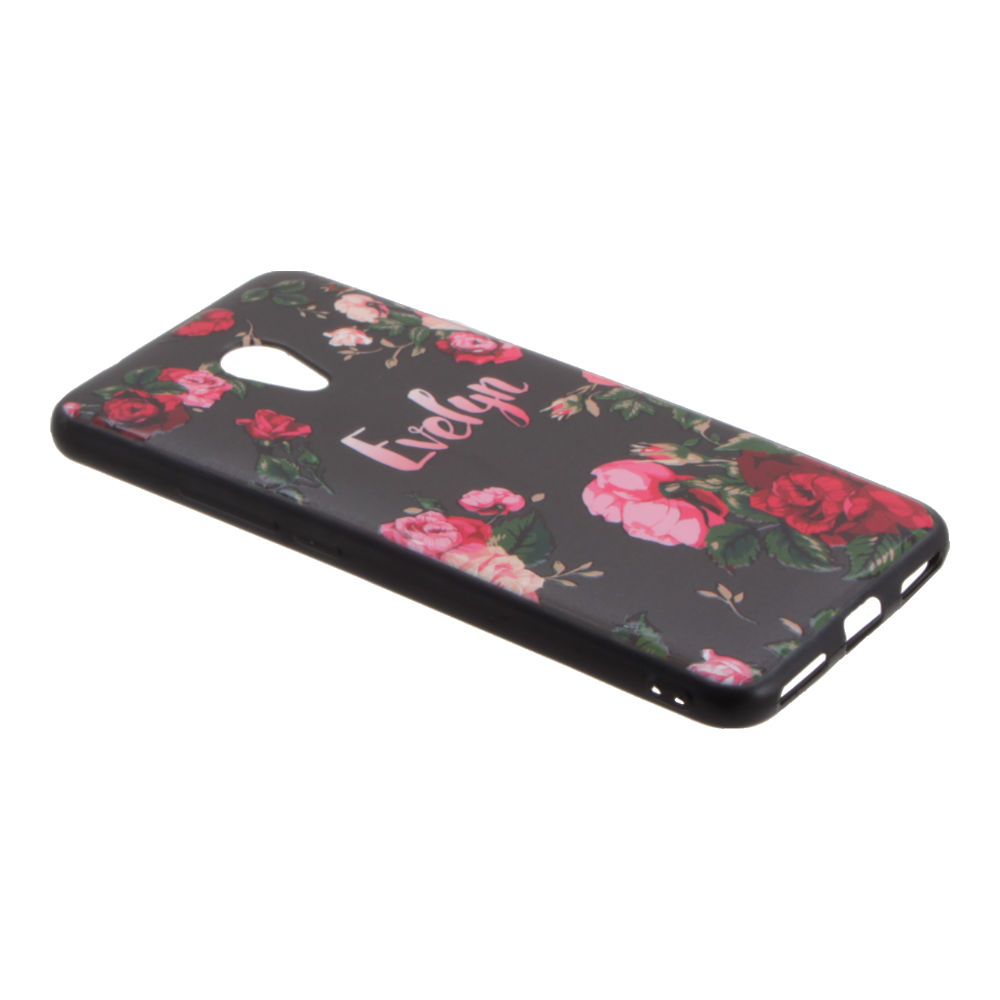 Накладка Meizu M5s пластиковая с резиновым бампером Цветы розы Evelyn