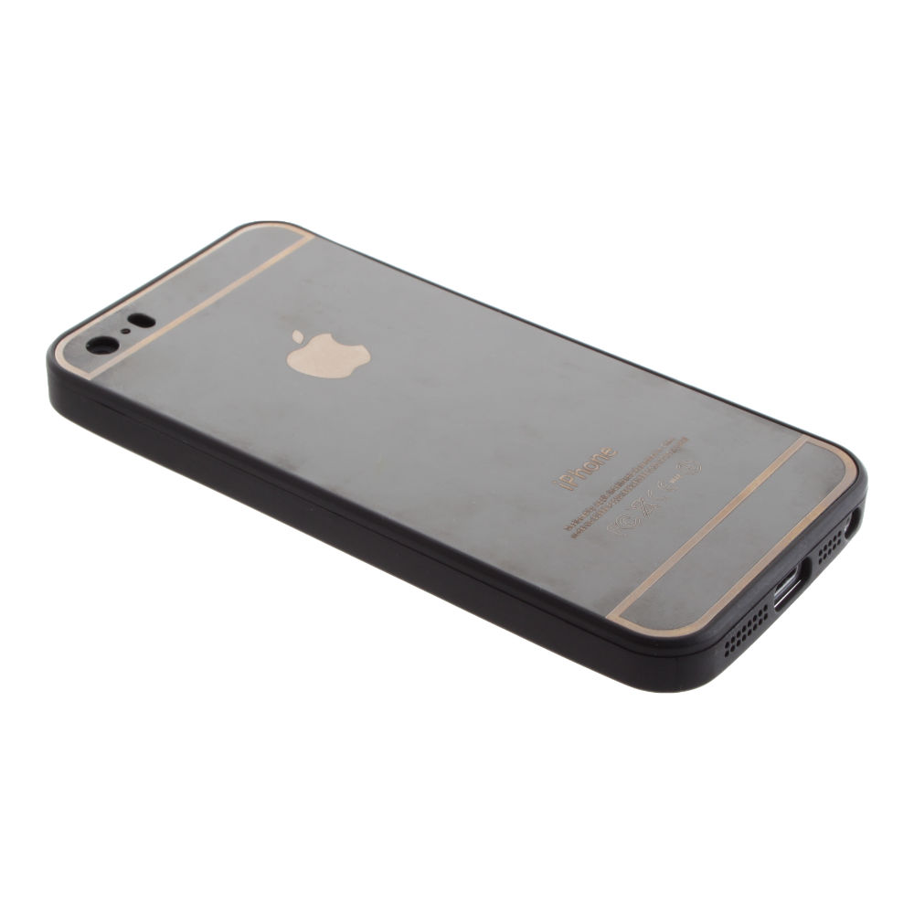 Накладка iPhone 5/5G/5S силиконовая зеркальная черная