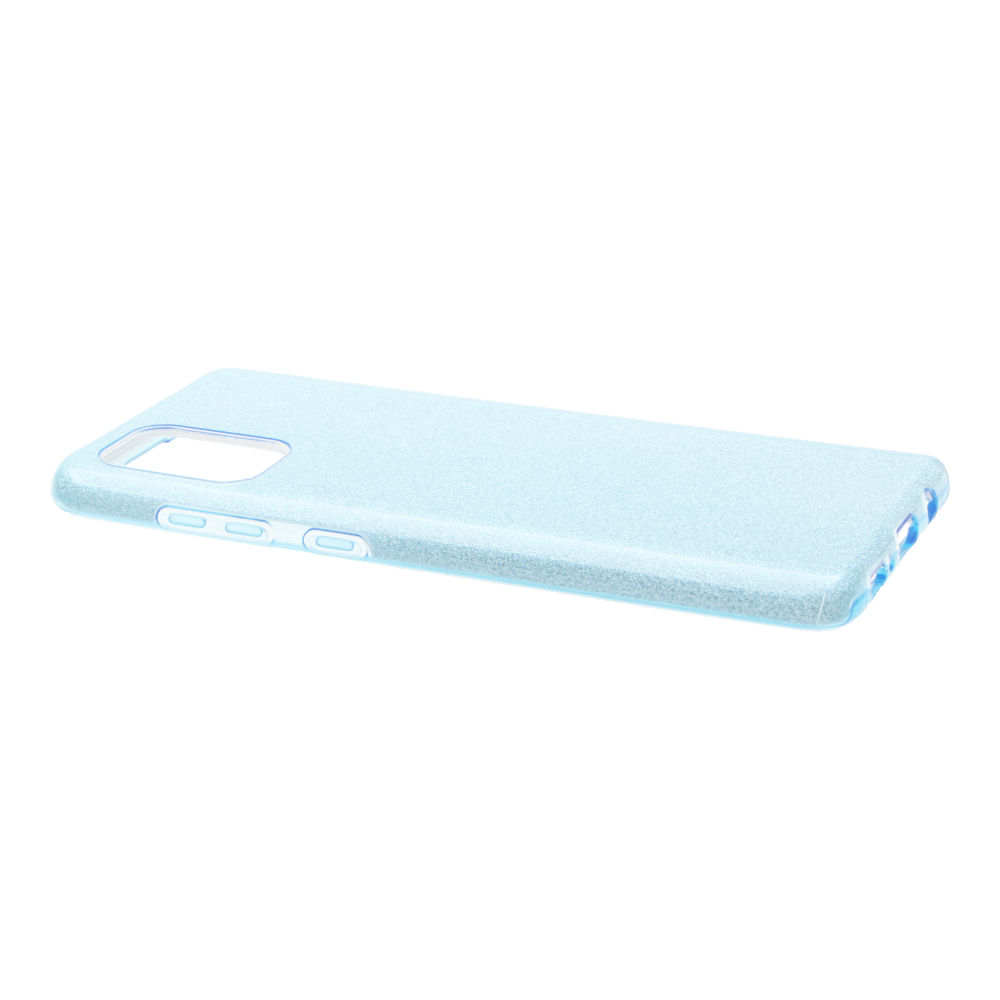 Накладка Samsung A71 2019/A715F силиконовая с пластиковой вставкой блестящая голубая