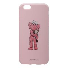 Накладка iPhone 6/6S резиновая рисунки матовая противоударная Kaws розовая