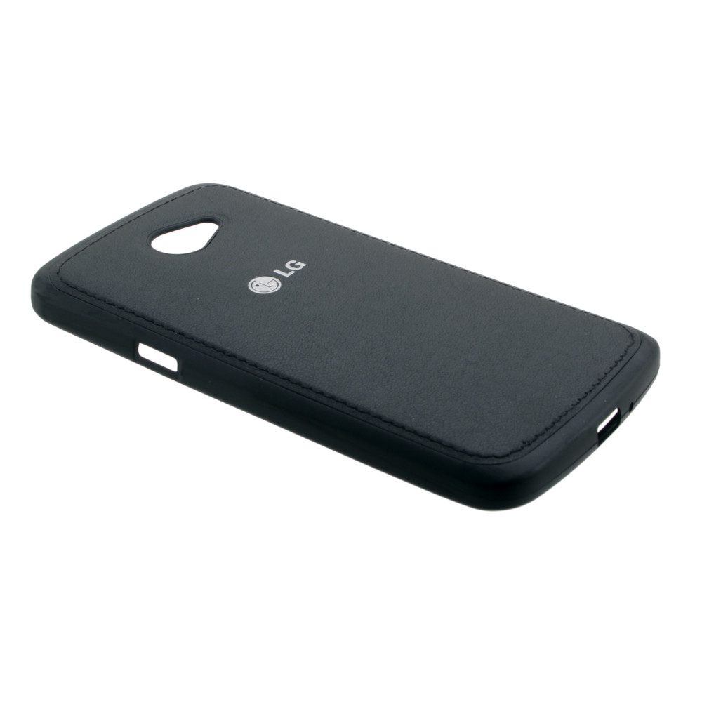 Накладка LG K5/X220DS резиновая под кожу с логотипом черная