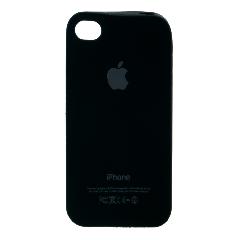 Накладка iPhone 4/4S резиновая матовая с яблоком черная