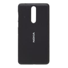 Накладка Nokia 8 резиновая под кожу с логотипом черная