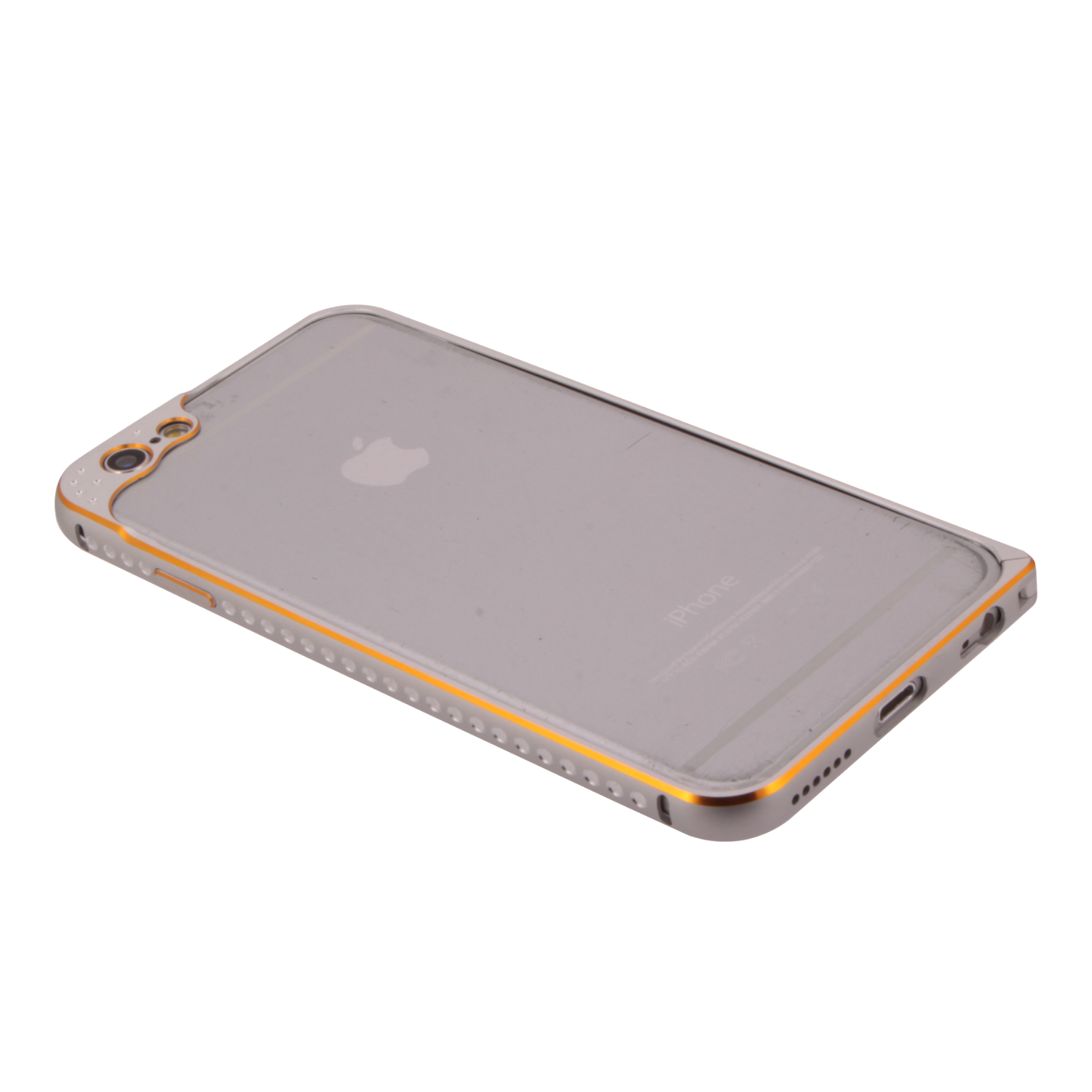 Бампер на iPhone 6/6S металлический со стразами серебро