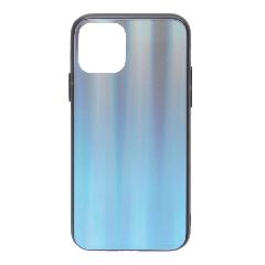 Накладка iPhone 11 Pro пластиковая с резиновым бампером стеклянная с переливом Омбре сине-черная