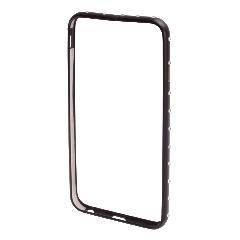 Бампер на iPhone 6/6S металлический черный со стразами