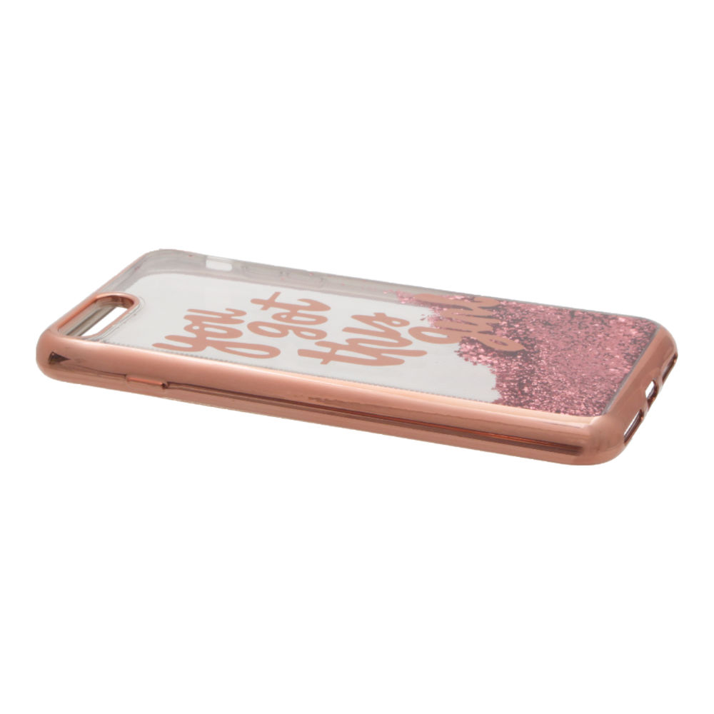 Накладка iPhone 7/8 Plus силиконовая с переливающ жидкостью с хром бампером You sot this girl розов