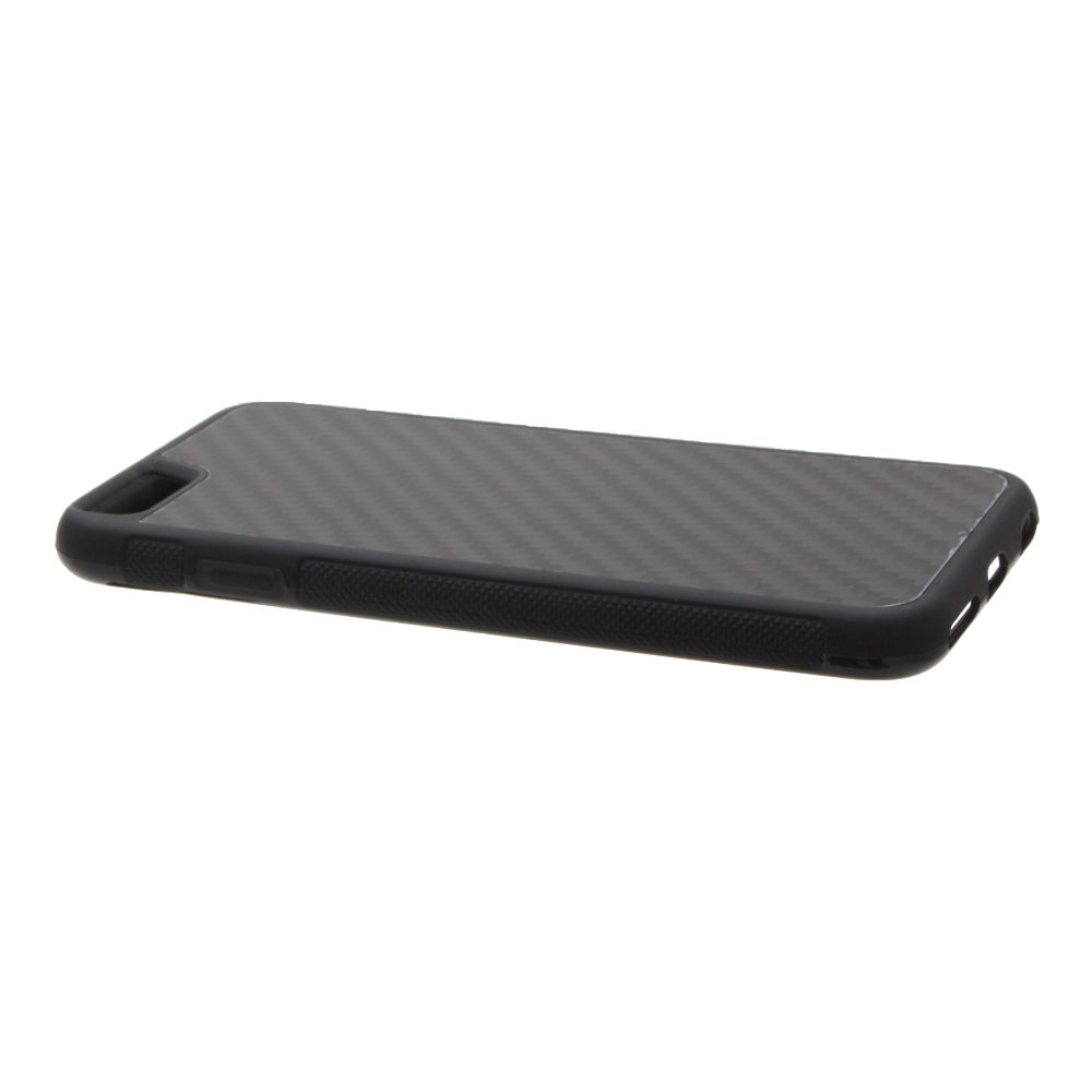 Накладка iPhone 6/6S пластиковая с резиновым бампером карбон черная