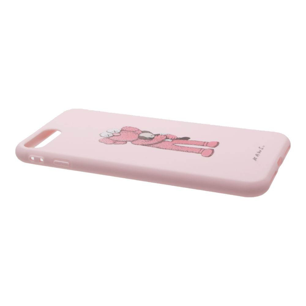 Накладка iPhone 7/8 Plus резиновая рисунки матовая противоударная Kaws розовая