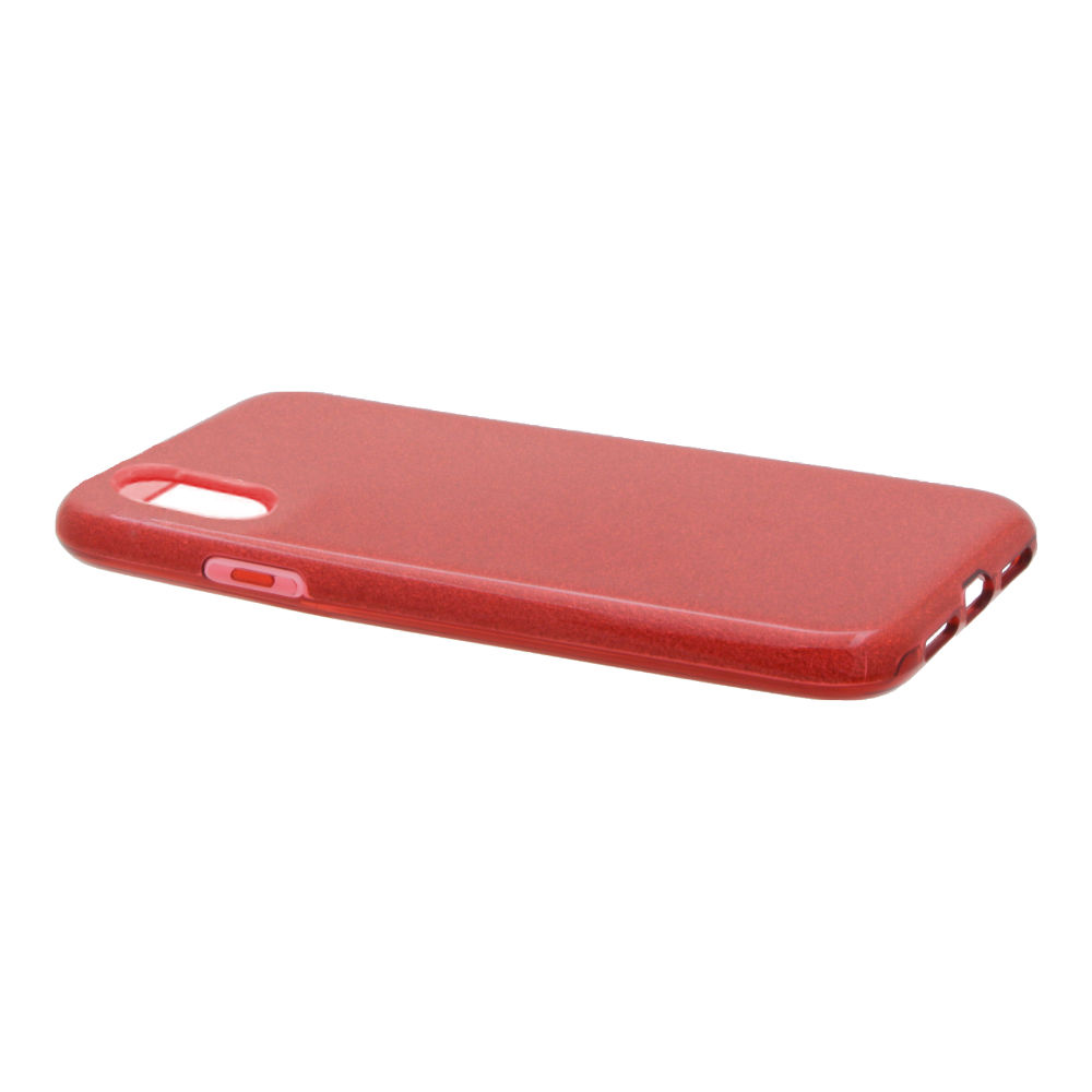 Накладка iPhone XR силиконовая с пластиковой вставкой блестящая красная