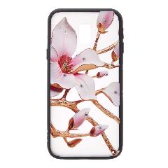 Накладка Samsung J3 2017/J330F пластиковая с резиновым бампером рисунки и стразы Цветок на ветке