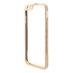 Бампер на iPhone 6/6S металлический стразы золото