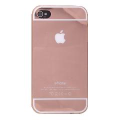 Накладка iPhone 4/4S силиконовая зеркальная розовая