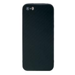 Накладка iPhone 5/5G/5S силиконовая с металлической вставкой карбон черная