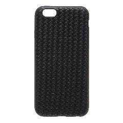 Накладка iPhone 6/6S резиновая плетеная под кожу черная