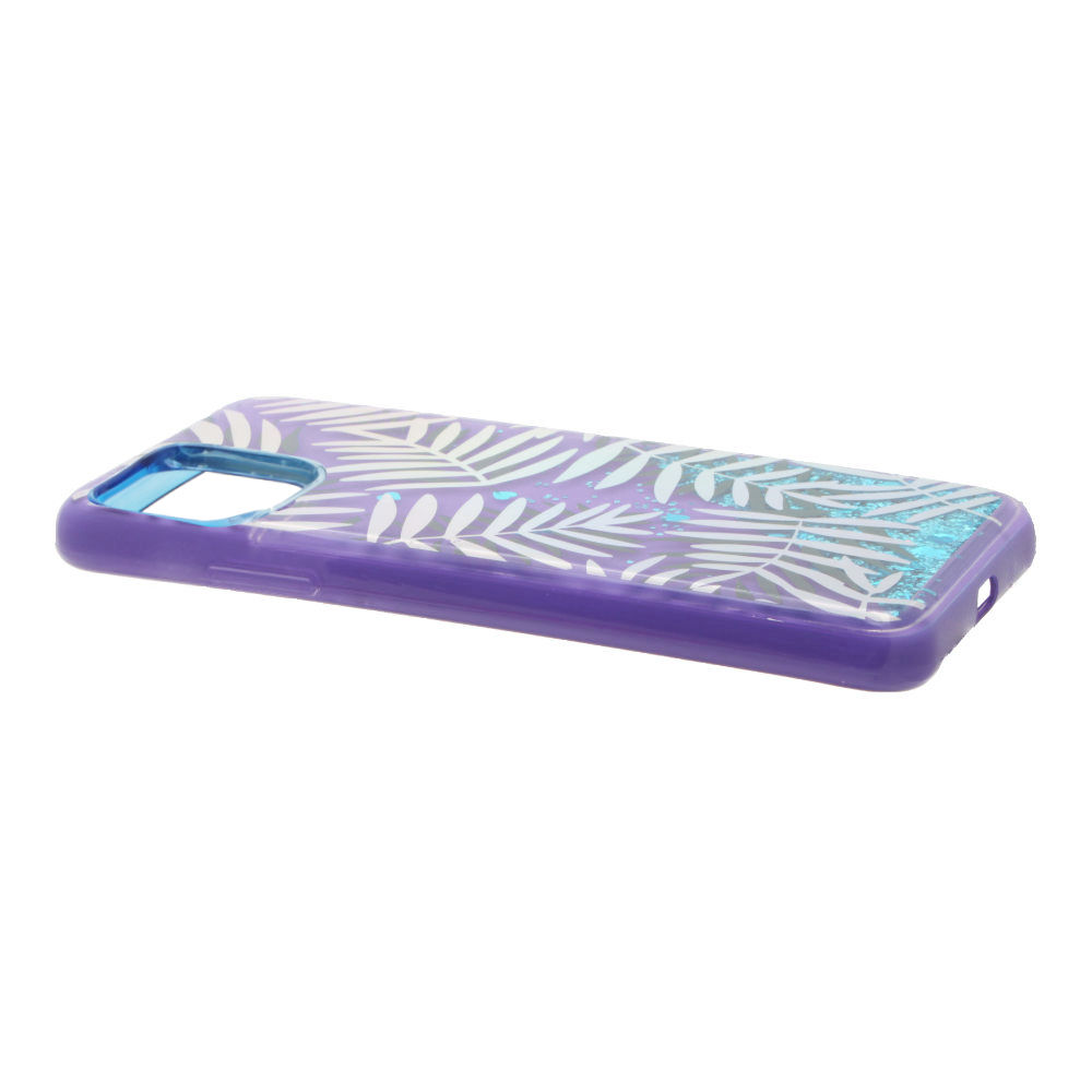 Накладка iPhone 11 Pro силиконовая с переливающейся жидкостью Листья папоротника фиолетовая
