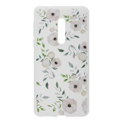 Накладка Nokia 5 резиновая матовая полупрозрачная Цветы белые с листьями