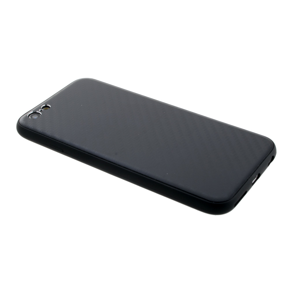 Накладка iPhone 6/6S силиконовая с металл вставкой карбон черная