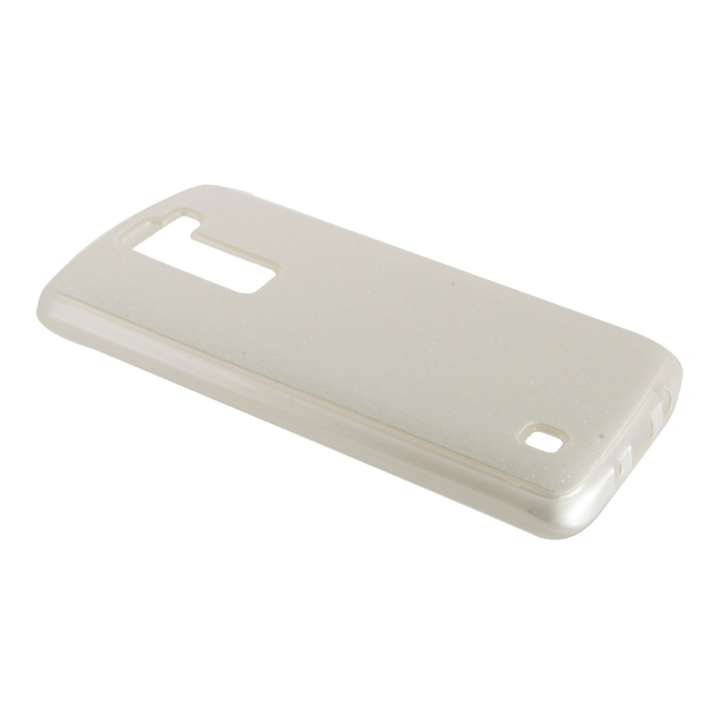 Накладка LG K8/K350E силиконовая блестки гладкая белая