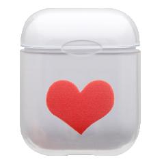 Чехол для Air Pods пластиковый прозрачный Сердечко красное