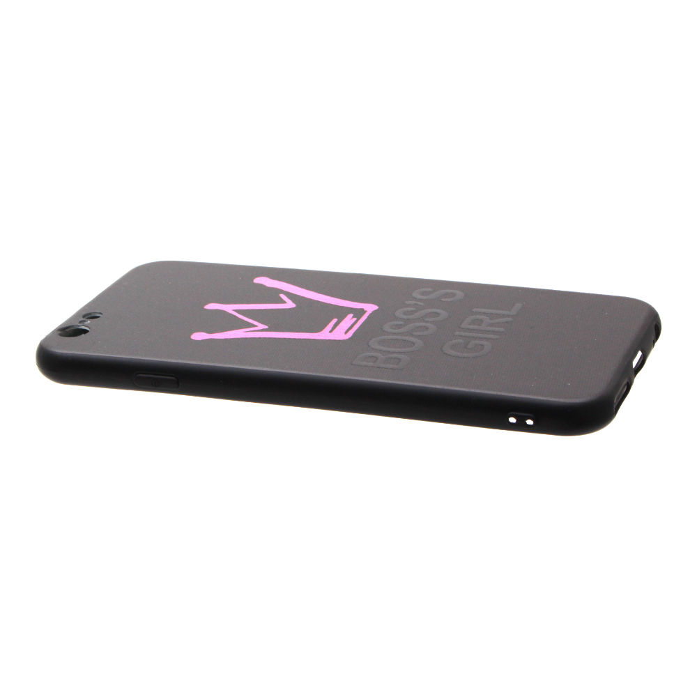 Накладка iPhone 6/6S пластиковая с резиновым бампером Boss's girl