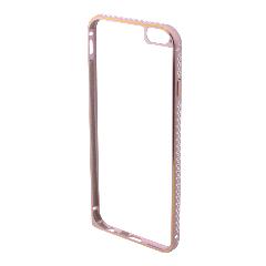 Бампер на iPhone 6/6S металлический с кружочками розовая