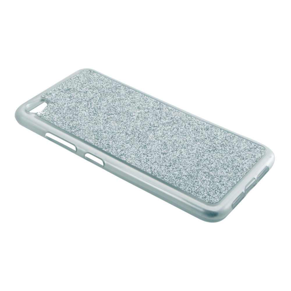 Накладка Lenovo S90 силиконовая блестки гладкая серебро