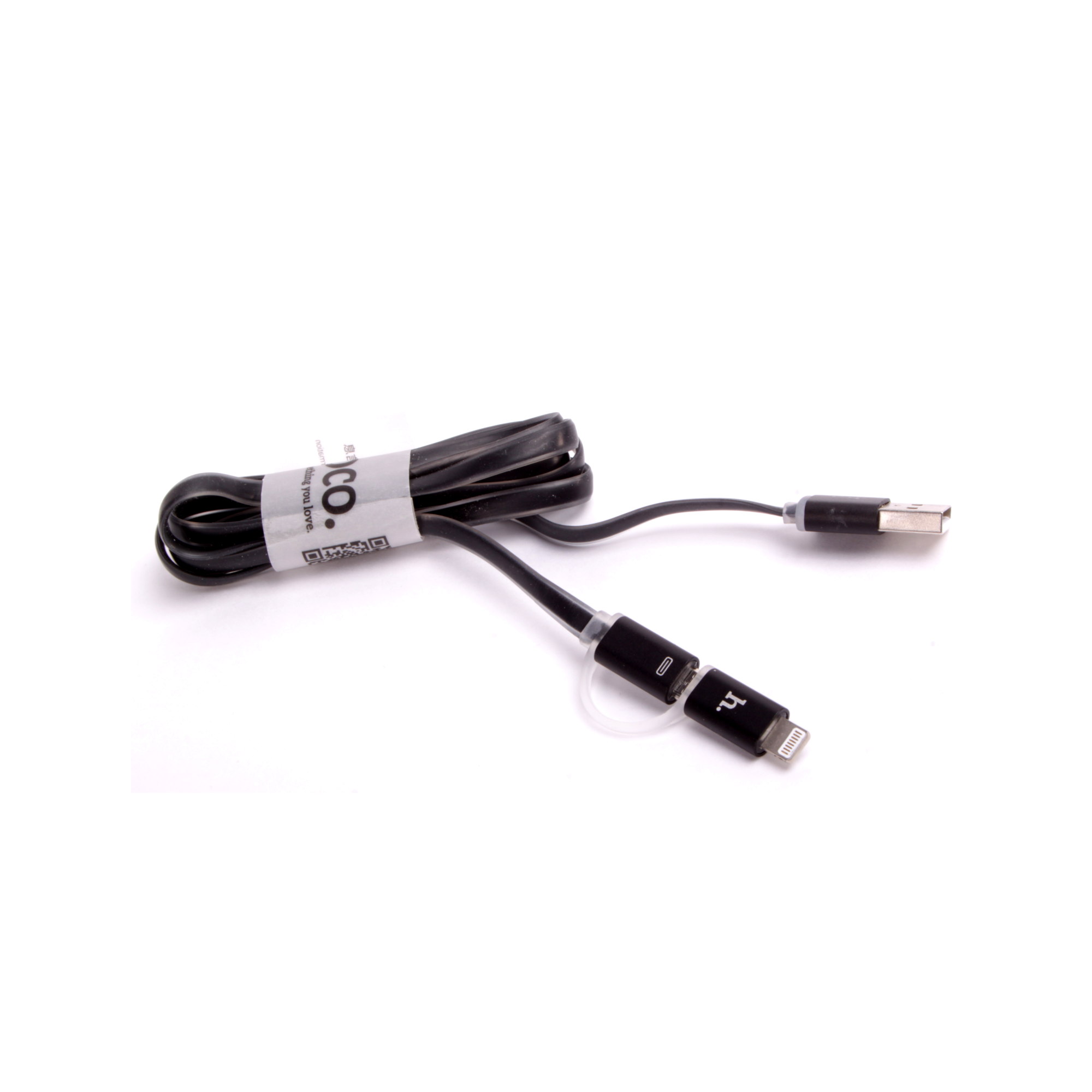 Кабель 2 выхода Lightning 8-pin - Micro USB Hoco UPL08 черный