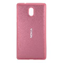 Накладка Nokia 3 резиновая под кожу с логотипом бордовая