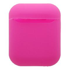 Чехол для Air Pods силиконовый матовый ярко-розовый